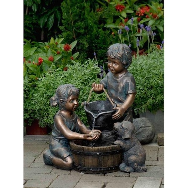 Jeco FCL066 Two Kids And Dog Outdoor-Indoor Water Fountain FCL066 - main